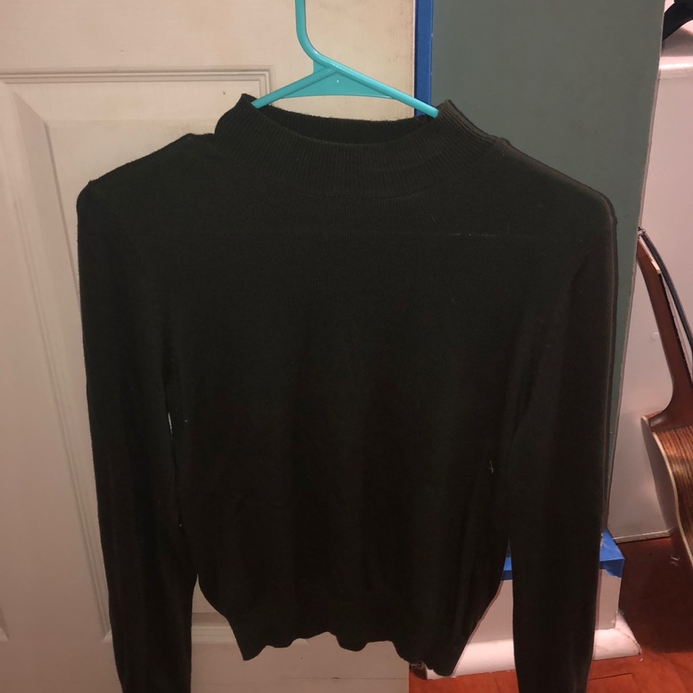 Army green turtle neck